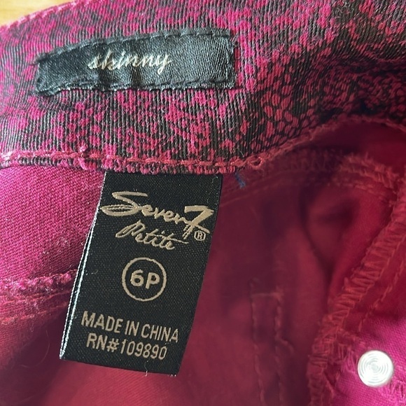 Seven7 women’s skinny 6P red/black lace looking jeans with zipper and button - Picture 5 of 7